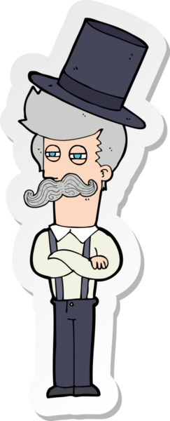 Bir insan tarafından çizilmiş silindir şapkalı bir adamın çıkartması.