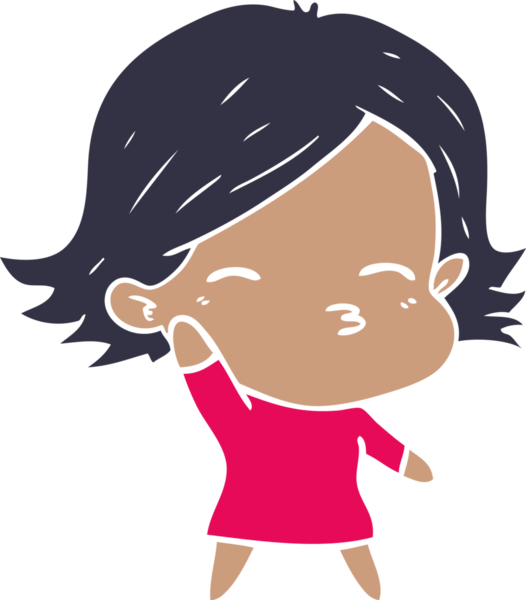 Bir insan tarafından çizilmiş düz renkli karikatür kadın