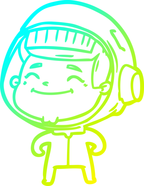 Bir insan tarafından çizilmiş mutlu bir astronotun soğuk gradyan çizimi.