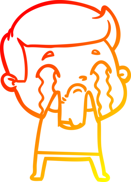 Bir insan tarafından çizilmiş ağlayan bir çizgi film karakteri çizimi.