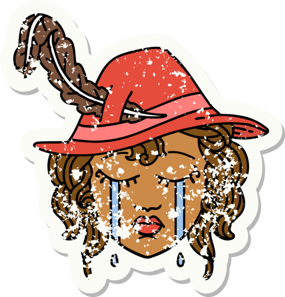 Retro Dövme Tarzı Bir insan tarafından çizilmiş ağlayan insan ozanı