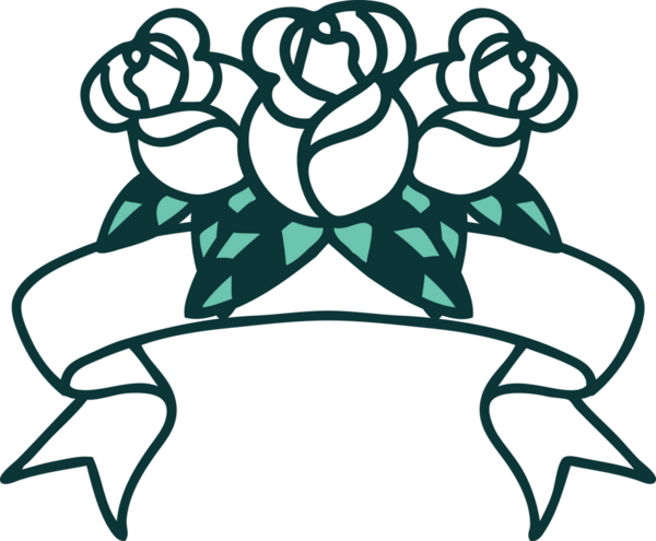 Bir insan tarafından çizilmiş bir buket çiçekli geleneksel dövme.