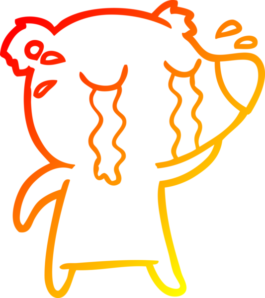 Bir insan tarafından çizilmiş ağlayan bir ayının sıcak çizgi çizimi