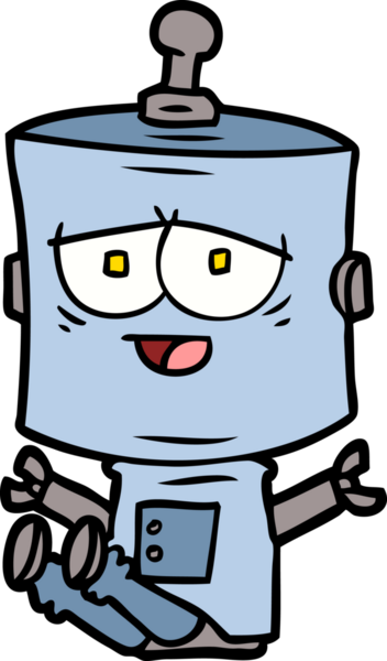 Bir insan tarafından çizilmiş çizgi film robotu