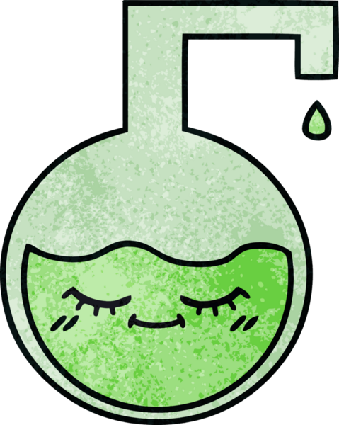 Bir insan tarafından çizilmiş bir bilimsel deneyin retro grunge doku karikatürü