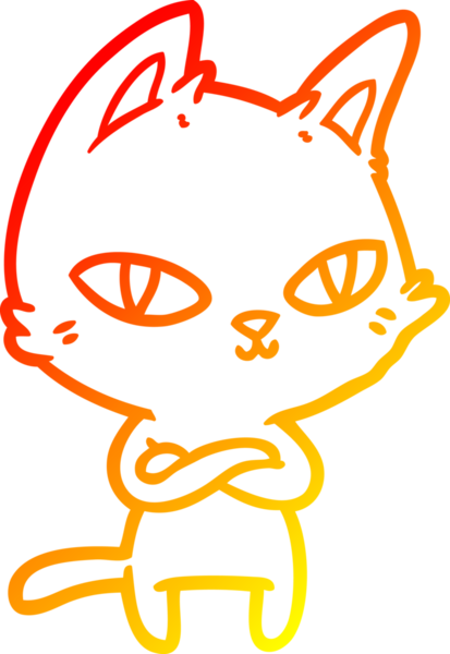 Bir insan tarafından çizilmiş çizgi film kedisinin sıcak çizgi çizimi