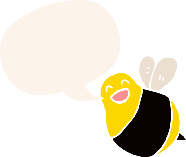 Konuşma baloncuğu olan çizgi film arısı insan tarafından çizilmiş.