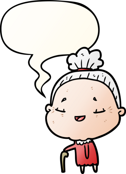 Bir insan tarafından çizilmiş, konuşma baloncuğu olan yaşlı bir kadın.