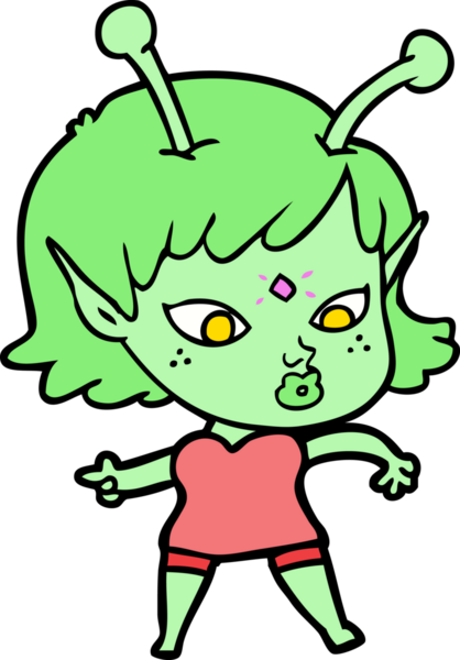 Bir insan tarafından çizilmiş güzel uzaylı kız.