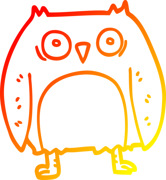 Bir insan tarafından çizilmiş komik bir baykuşun sıcak çizgi çizimi