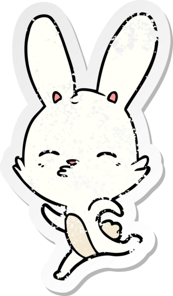 Bir insan tarafından çizilmiş koşan tavşan çizgi filminin sıkıntılı çıkartması.