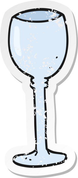 Bir insan tarafından çizilmiş şarap kadehinin gerilmiş retro yapıştırması.