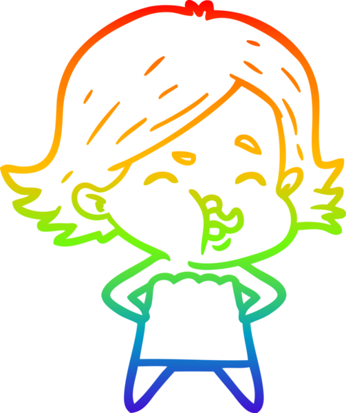 Gökkuşağı gradyan çizgi çizimi Bir insan tarafından çizilen bir kız karikatürü