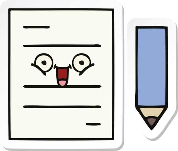 Bir insan tarafından çizilmiş şirin bir test kağıdının çıkartması.