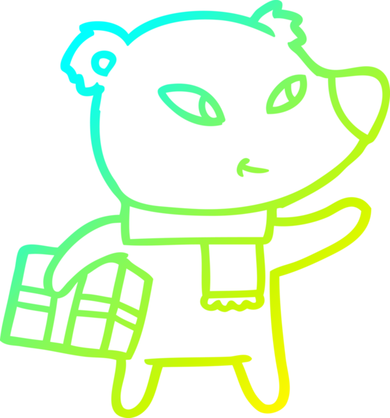 Soğuk gradyan çizgisi bir insan tarafından çizilmiş şirin bir Noel ayısının çizimi.