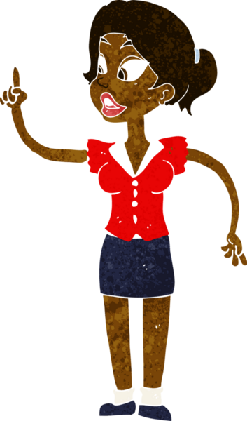 Bir insan tarafından çizilmiş harika bir fikri olan karikatür kadın.