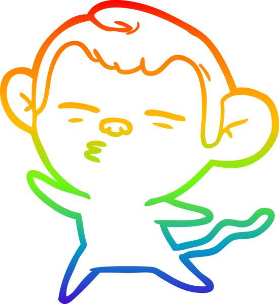 Gökkuşağı gradyan çizgi çizimi Bir insan tarafından çizilmiş şüpheli maymun