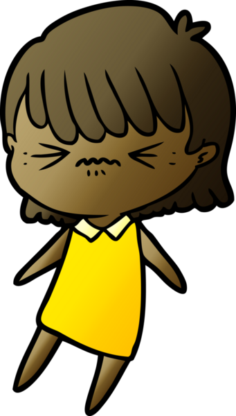 Bir insan tarafından çizilmiş kızgın çizgi film kızı.