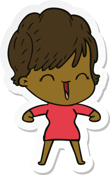 Bir insan tarafından çizilmiş gülen bir karikatür çıkartması.