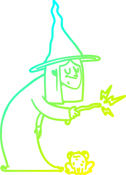 Bir insan tarafından çizilmiş bir cadının soğuk gradyan çizgisi.