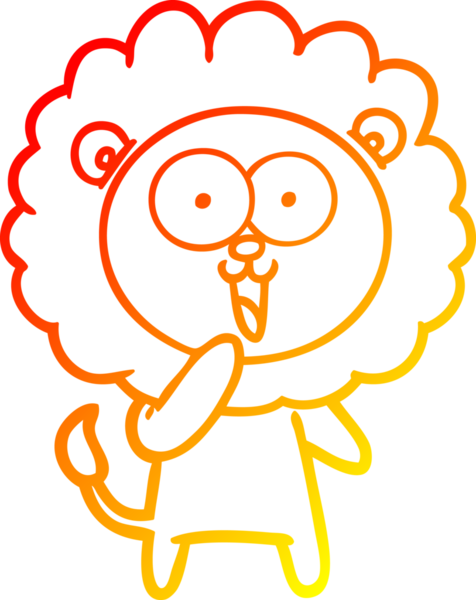 Bir insan tarafından çizilmiş mutlu çizgi film aslanının sıcak çizgi çizimi