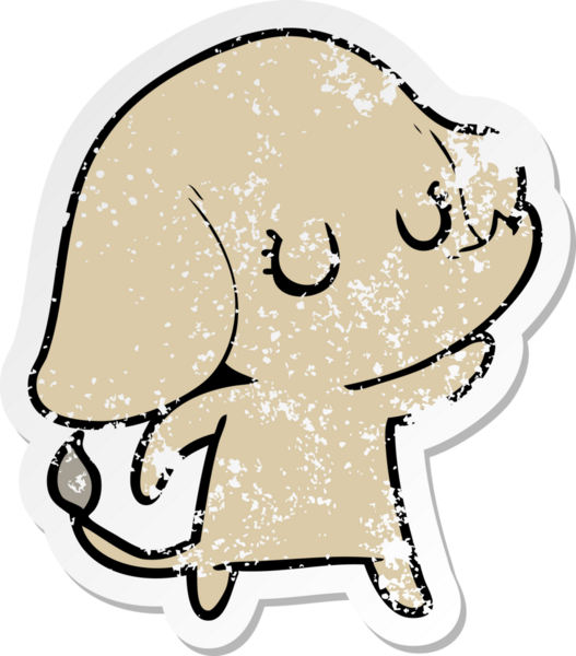 Bir insan tarafından çizilmiş şirin bir filin sıkıntılı çıkartması