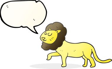 Bir insan tarafından çizilmiş serbest konuşma balonu karikatür aslanı.