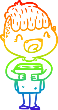 gökkuşağı gradyan çizgi çizimi mutlu bir çocuğun bir insan tarafından çizilmiş yeni kitapları.