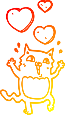 Bir insan tarafından çizilmiş bir çizgi film kedisinin sıcak çizgi çizimi