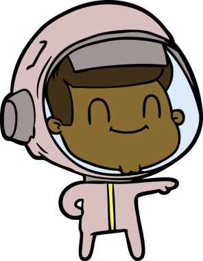 Bir insan tarafından çizilmiş mutlu astronot.