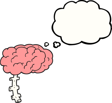 Bir insan tarafından çizilmiş serbest çizim düşünce kabarcığı çizgi film beyni