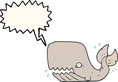 Bir insan tarafından çizilmiş serbest konuşma balonu karikatürü kızgın balina