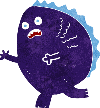 Bir insan tarafından çizilmiş çizgi film canavarı.