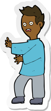 Bir insan tarafından çizilmiş bir karikatür çıkartması.