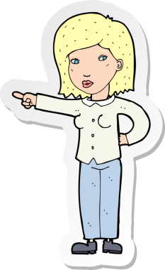 Bir insan tarafından çizilmiş bir karikatür kadının çıkartması.