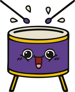 Bir insan tarafından çizilmiş şirin davul karikatürü.