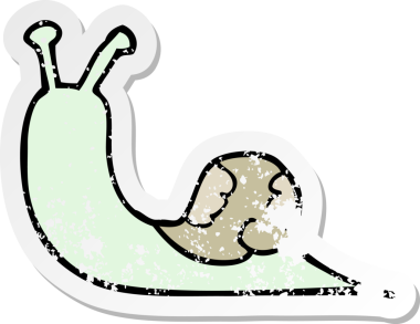 Bir insan tarafından çizilmiş karikatür salyangozunun sıkıntılı çıkartması.