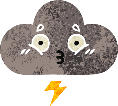 Bir insan tarafından çizilmiş bir fırtına bulutunun retro çizim tarzı karikatürü