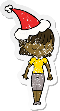 Bir insan tarafından çizilmiş Noel Baba şapkası giymiş bir kadının el yazısı.