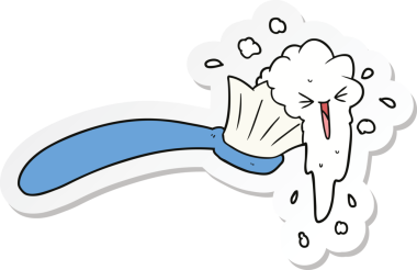 Bir insan tarafından çizilmiş diş fırçası ve diş macunu çıkartması.