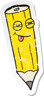 Bir insan tarafından çizilmiş sinsi bir karikatür kalemin gerilimli yapıştırması.