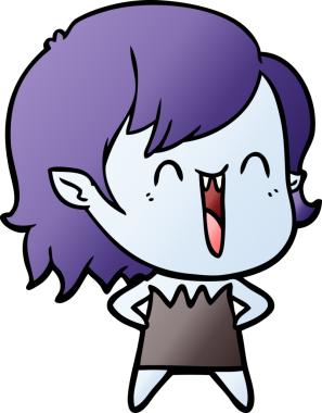 Bir insan tarafından çizilmiş mutlu vampir kız çizgi filmi.