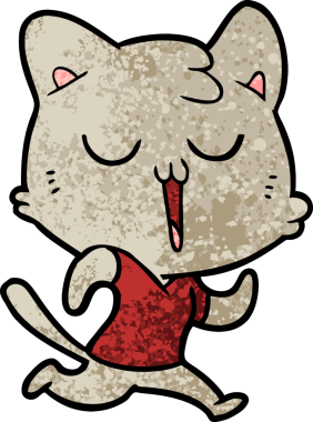 Bir insan tarafından çizilmiş çizgi film kedisi.