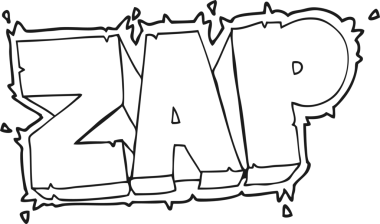 Bir insan tarafından çizilmiş siyah beyaz çizgi film zap sembolü