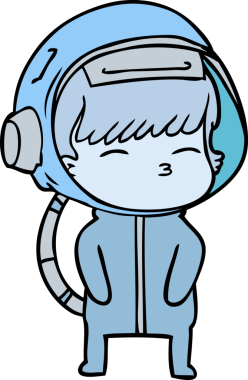 Bir insan tarafından çizilmiş meraklı astronot çizgi filmi.