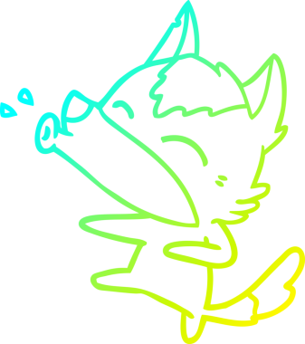 Bir insan tarafından çizilen uluyan kurt çizgi filminin soğuk gradyan çizimi