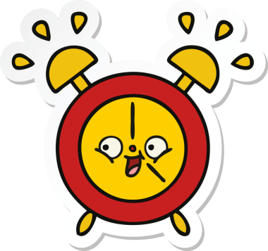 Bir insan tarafından çizilmiş şirin bir çizgi film çalar saatinin çıkartması.