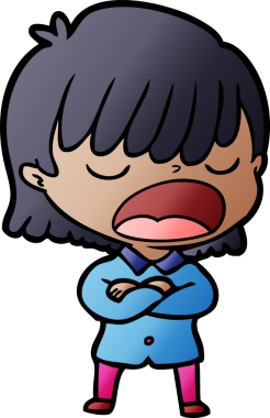 Çizgi filmdeki kadın bir insan tarafından yüksek sesle çizilmiş.