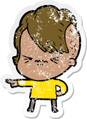 Bir insan tarafından çizilmiş sinirli bir hippi kızın sıkıntılı çıkartması.