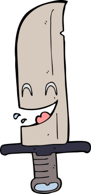 Bir insan tarafından çizilmiş gülen bıçak.